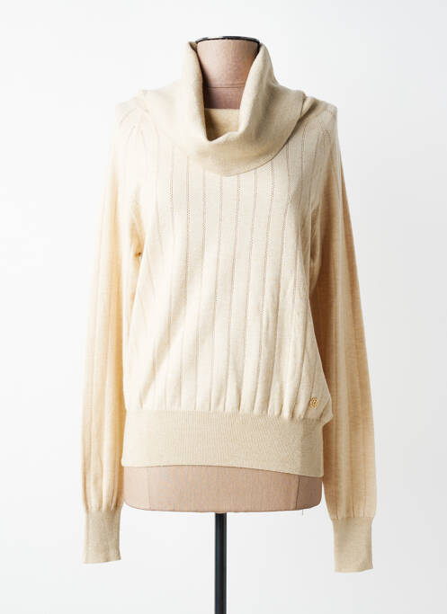 Pull col roulé stretch manches longues beige YES.ZEE femme