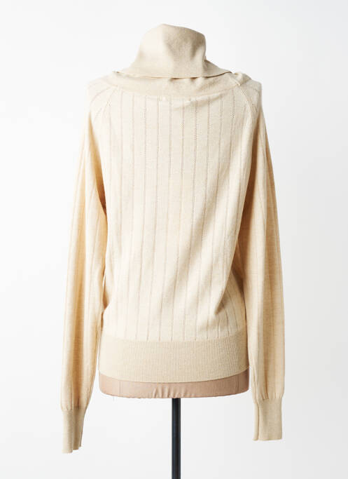 Pull col roulé stretch manches longues beige YES.ZEE femme