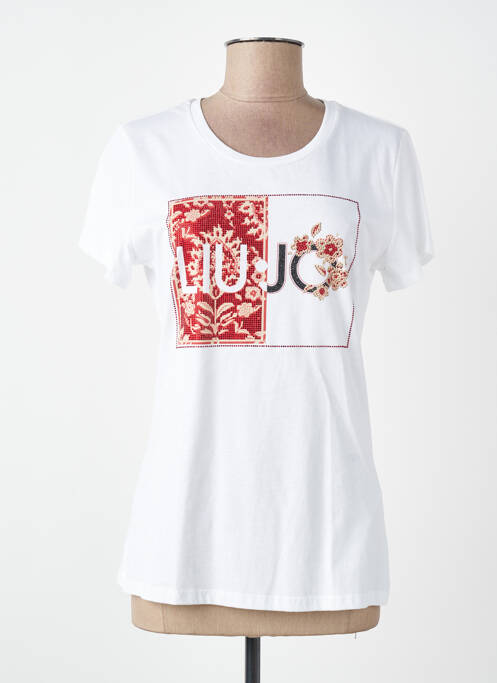 T-shirt sérigraphie avec strass manches courtes blanc LIU JO femme