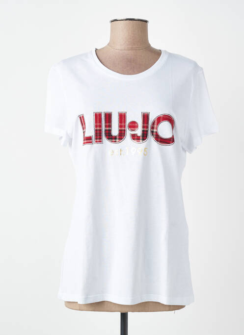 T-shirt sérigraphie avec strass manches courtes blanc LIU JO femme