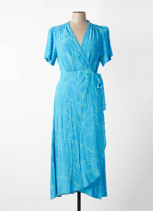Robe longue imprimé fantaisie manches courtes bleu SUNCOO femme