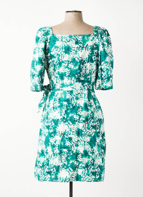 Robe mi-longue imprimé fantaisie manches courtes vert SUNCOO femme
