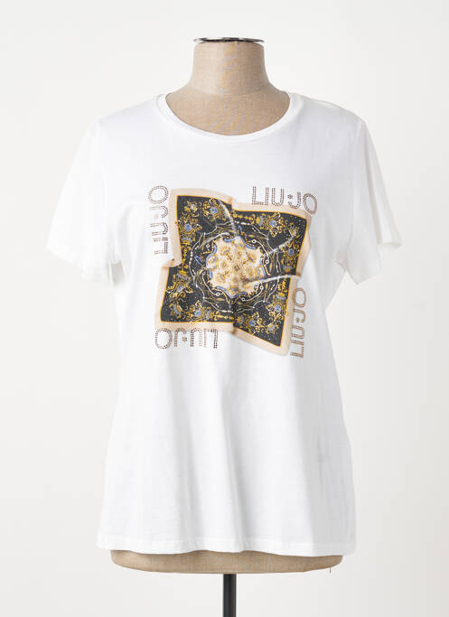T-shirt sérigraphie avec strass manches courtes blanc LIU JO femme