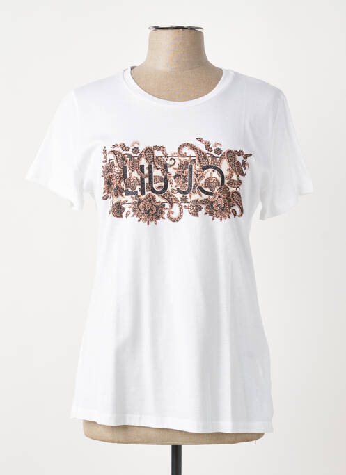 T-shirt sérigraphie avec strass manches courtes blanc LIU JO femme
