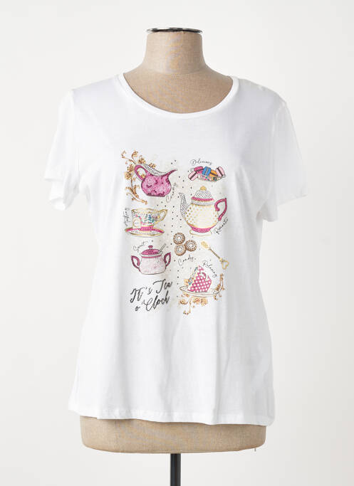 T-shirt sérigraphie avec strass manches longues blanc LIU JO femme
