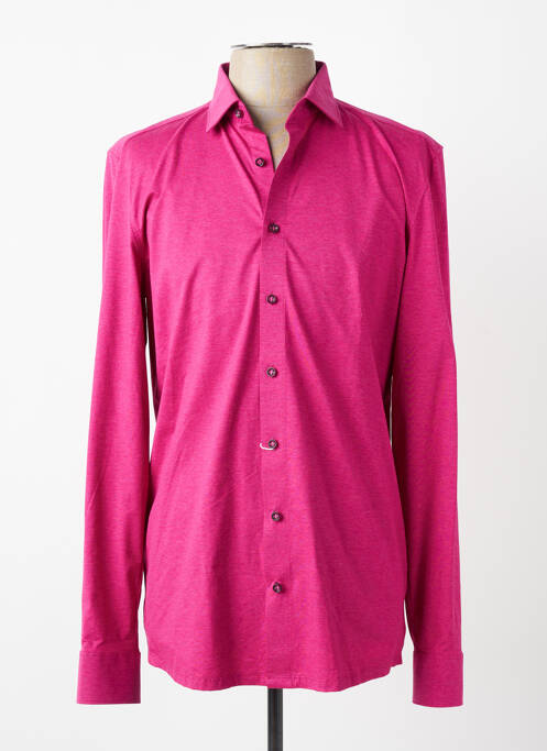 Chemise manches longues poignets boutonnés violet OLYMP homme