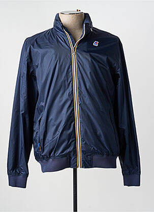 Coupe-vent poignets bords-côtes a capuche bleu KWAY homme