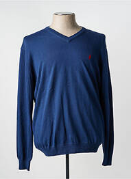 Pull col v manches longues bleu MCS homme