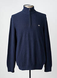 Pull maille souple et aérée manches longues bleu GANT homme
