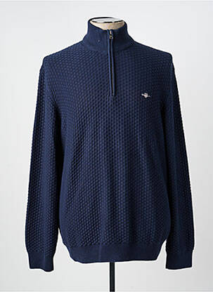 Pull maille souple et aérée manches longues bleu GANT homme