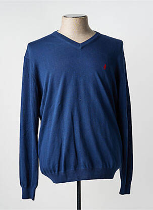 Pull col v manches longues bleu MCS homme