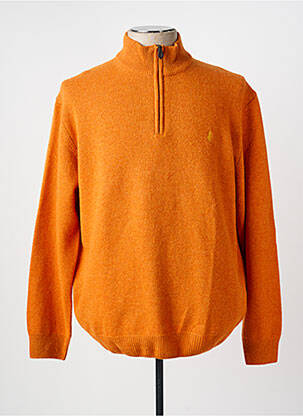 Pull maille souple et aérée manches longues orange MCS homme