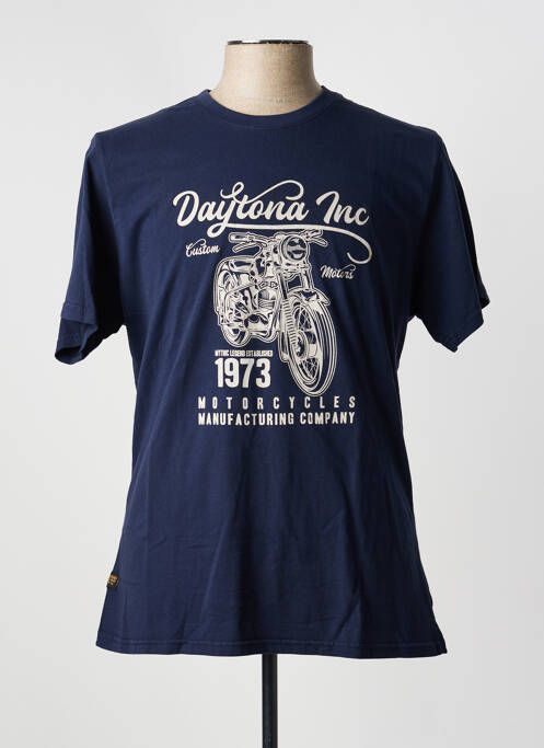 T-shirt coupe cintrée manches courtes bleu DAYTONA homme