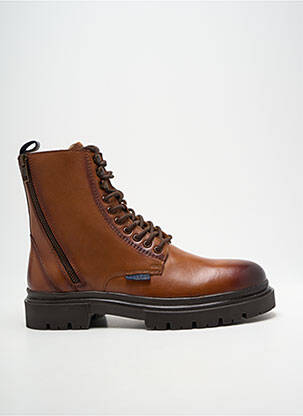 Bottines/boots tissage satiné talon bas marron PELLET homme