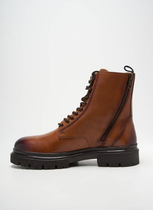 Bottines/boots tissage satiné talon bas marron PELLET homme