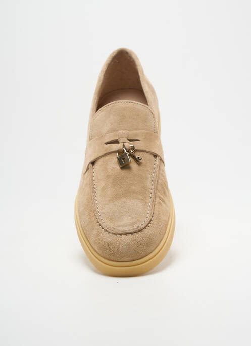 Mocassins nubuck talon plat jusqu'à 3cm beige ALPE femme