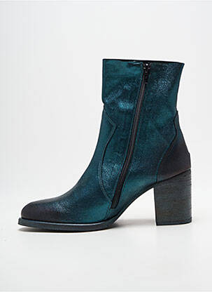 Bottines/boots tissage satiné talon de 7 à 9cm bleu REGARD femme