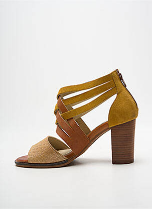Sandales/nu pieds tissage satiné talon de 7 à 9cm jaune CASTA femme