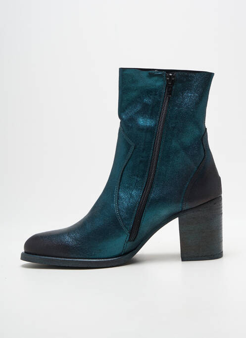 Bottines/boots tissage satiné talon de 7 à 9cm bleu REGARD femme