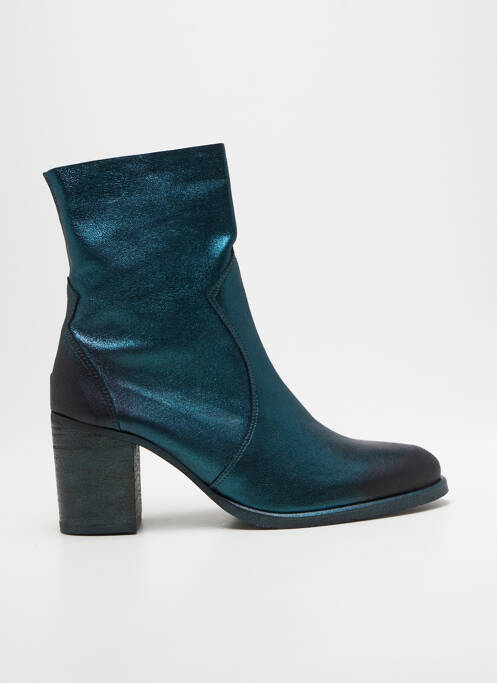 Bottines/boots tissage satiné talon de 7 à 9cm bleu REGARD femme