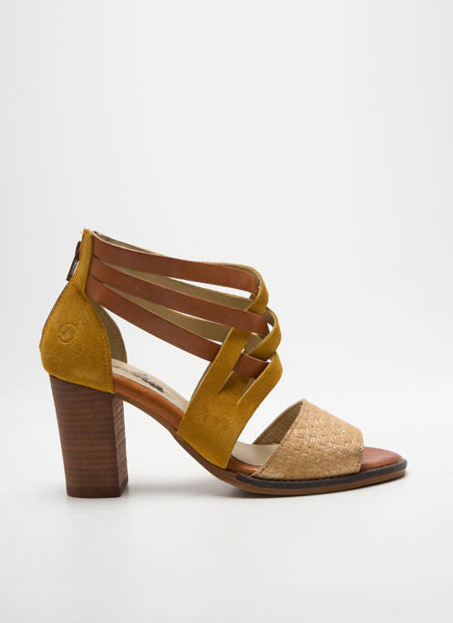 Sandales/nu pieds tissage satiné talon de 7 à 9cm jaune CASTA femme