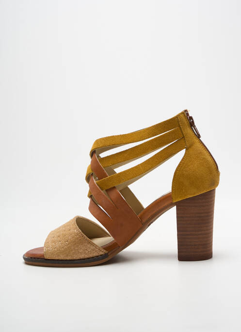 Sandales/nu pieds tissage satiné talon de 7 à 9cm jaune CASTA femme