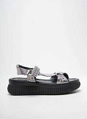 Sandales/nu pieds tissage satiné talon de 4 à 6cm argent MJUS femme