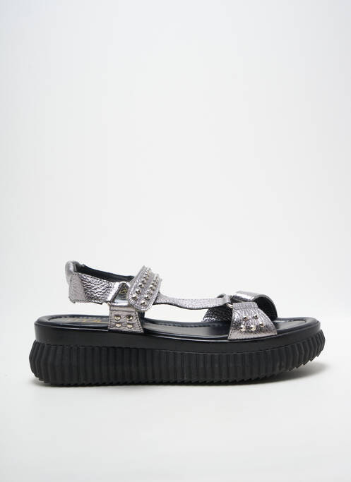 Sandales/nu pieds tissage satiné talon de 4 à 6cm argent MJUS femme