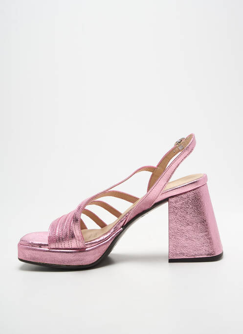 Sandales/nu pieds tissage satiné talon de 7 à 9cm rose WONDERS femme