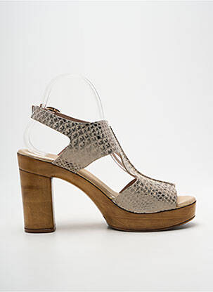 Sandales/nu pieds tissage satiné talon haut de 10cm et plus beige MYMA femme