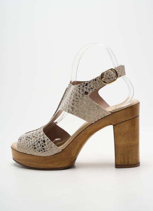 Sandales/nu pieds tissage satiné talon haut de 10cm et plus beige MYMA femme