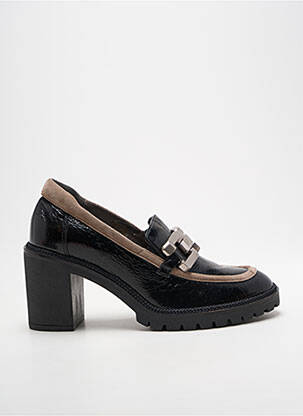 Mocassins tissage satiné talon de 7 à 9cm noir SOFTWAVES femme