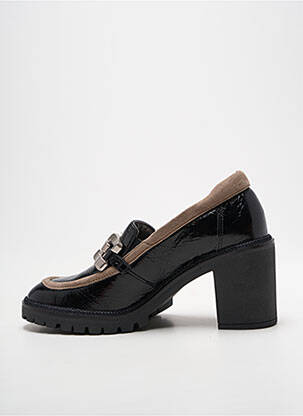 Mocassins tissage satiné talon de 7 à 9cm noir SOFTWAVES femme