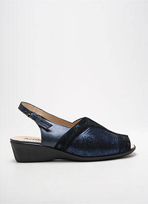 Sandales/nu pieds tissage satiné talon de 4 à 6cm bleu ARTIKA SOFT femme