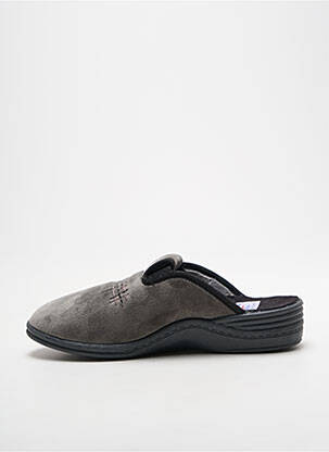 Chaussons/pantoufles tissage velours talon plat jusqu'à 3cm gris LA VAGUE femme
