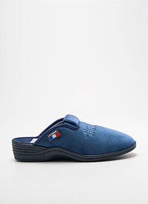 Chaussons/pantoufles tissage velours talon plat jusqu'à 3cm bleu LA VAGUE femme