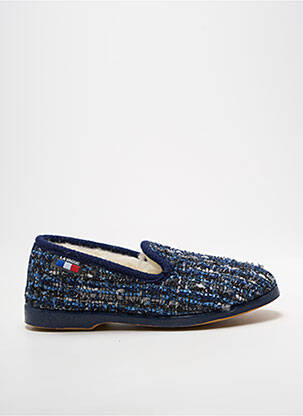 Chaussons/pantoufles tissage satiné talon plat jusqu'à 3cm bleu LA VAGUE femme