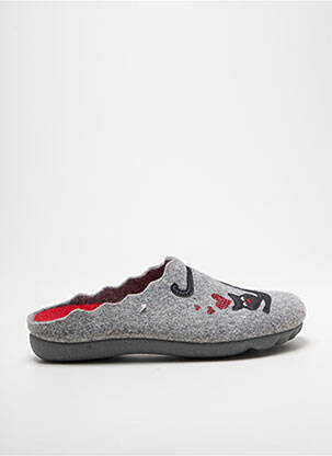 Chaussons/pantoufles tissage satiné talon plat jusqu'à 3cm gris LA VAGUE femme