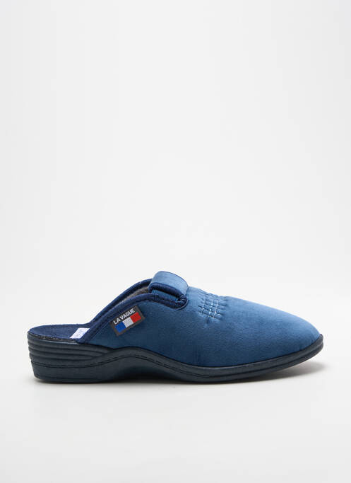 Chaussons/pantoufles tissage velours talon plat jusqu'à 3cm bleu LA VAGUE femme