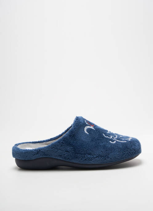 Chaussons/pantoufles bout rond talon plat jusqu'à 3cm bleu LA VAGUE femme