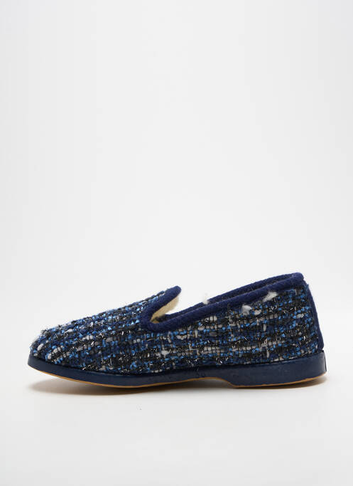 Chaussons/pantoufles tissage satiné talon plat jusqu'à 3cm bleu LA VAGUE femme