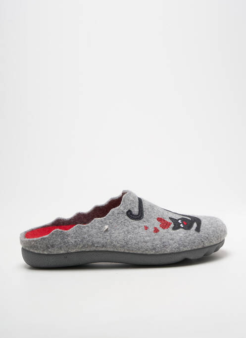 Chaussons/pantoufles tissage satiné talon plat jusqu'à 3cm gris LA VAGUE femme