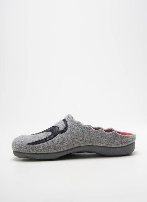 Chaussons/pantoufles tissage satiné talon plat jusqu'à 3cm gris LA VAGUE femme