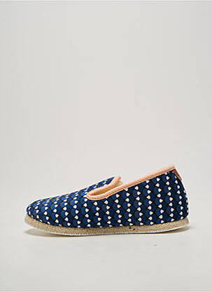 Chaussons/pantoufles bout rond talon plat jusqu'à 3cm bleu CHAUSSE MOUTON femme