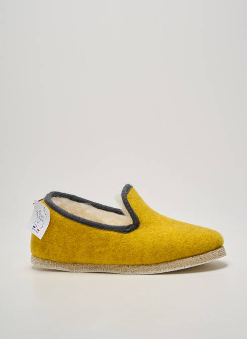 Chaussons/pantoufles bout rond talon plat jusqu'à 3cm jaune CHAUSSE MOUTON femme