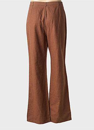 Pantalon droit tissage popeline taille normale marron CARNET DE BORD femme