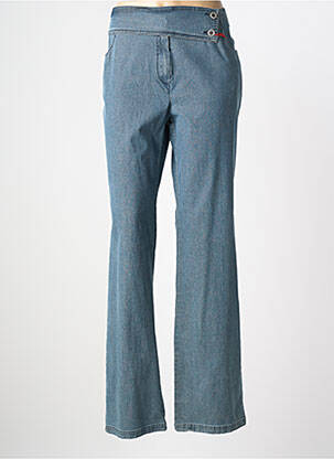 Pantalon droit fermeture zippée sous rabat boutonné taille normale bleu MAE MAHE femme