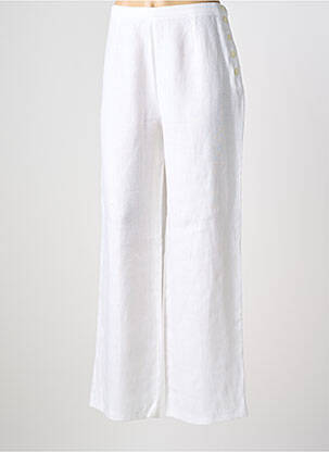 Pantalon droit tissage popeline taille normale blanc FEDORA femme
