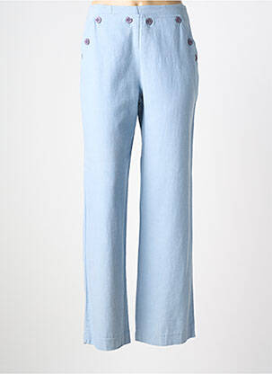 Pantalon droit tissage popeline taille normale bleu CARNET DE BORD femme