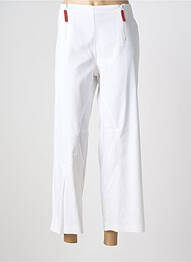 Pantalon 7/8 tissage popeline taille normale blanc CARNET DE BORD femme
